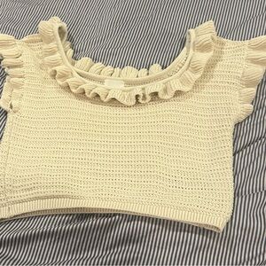 H&M Cream Knit Ruffle Top